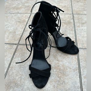 Plomo black suede heels shoes size 39
